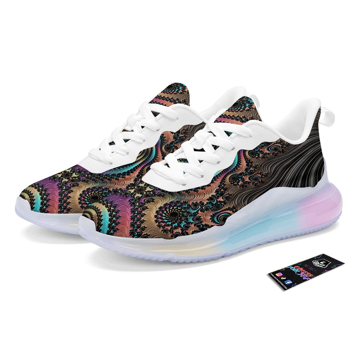 Fractal Trippy Print Running Sneakers-grizzshop
