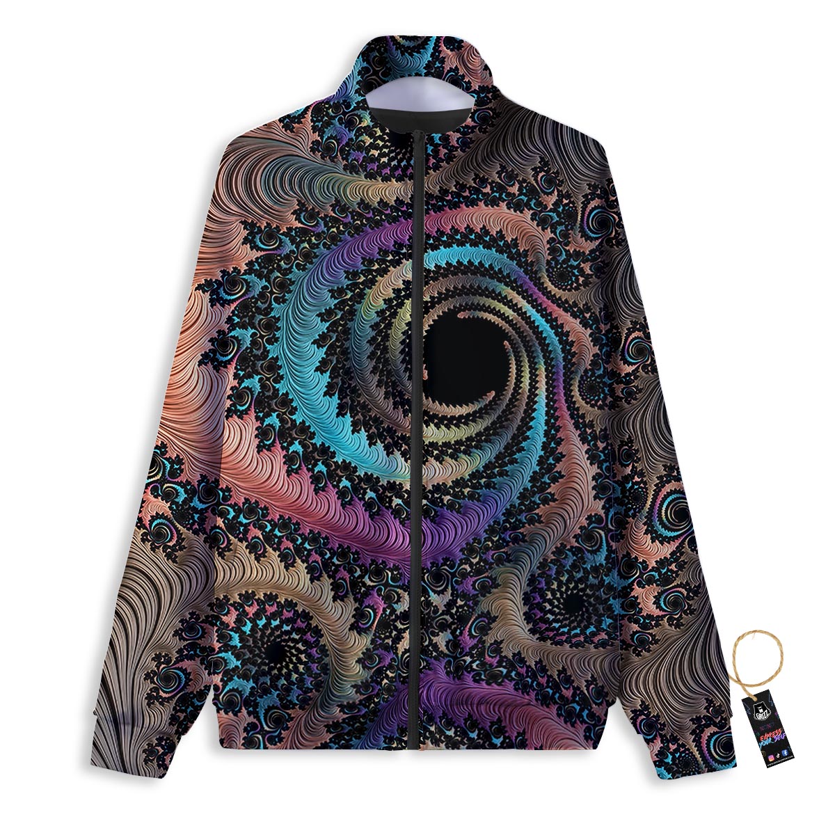 Fractal Trippy Print Track Jacket-grizzshop