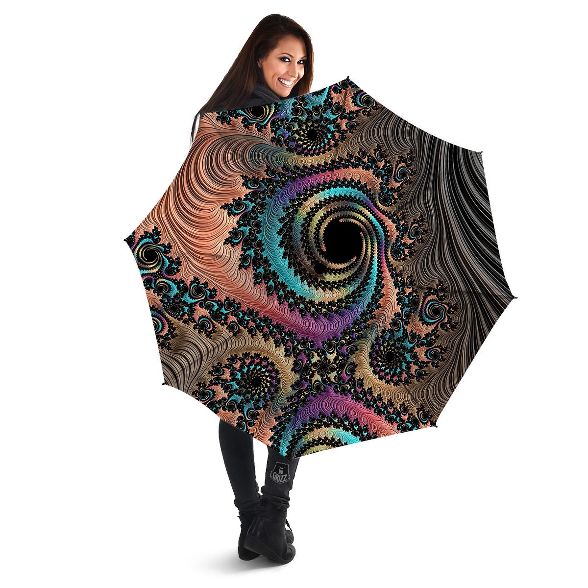 Fractal Trippy Print Umbrella-grizzshop