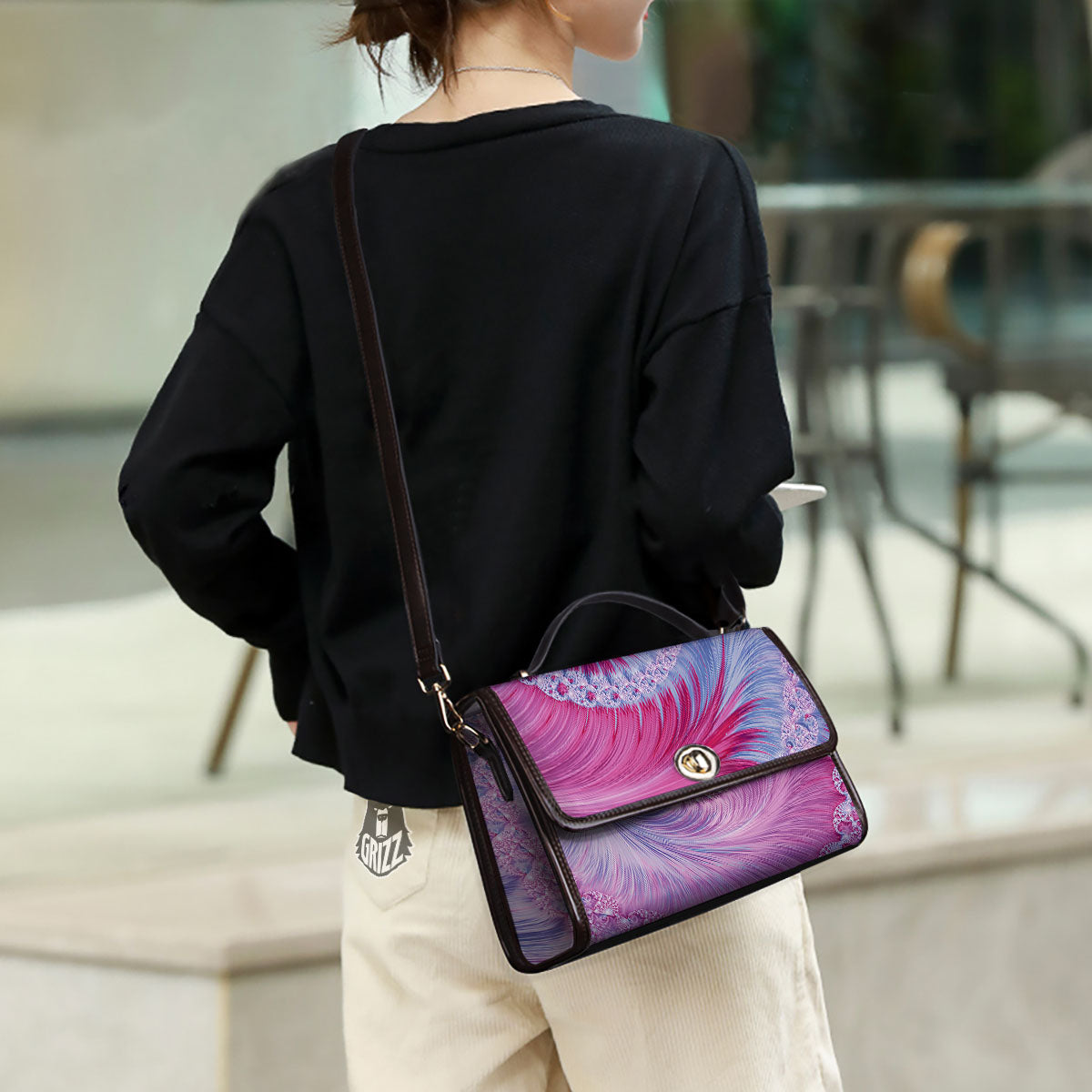 Fractal Spiral Print Women's Satchel Bag