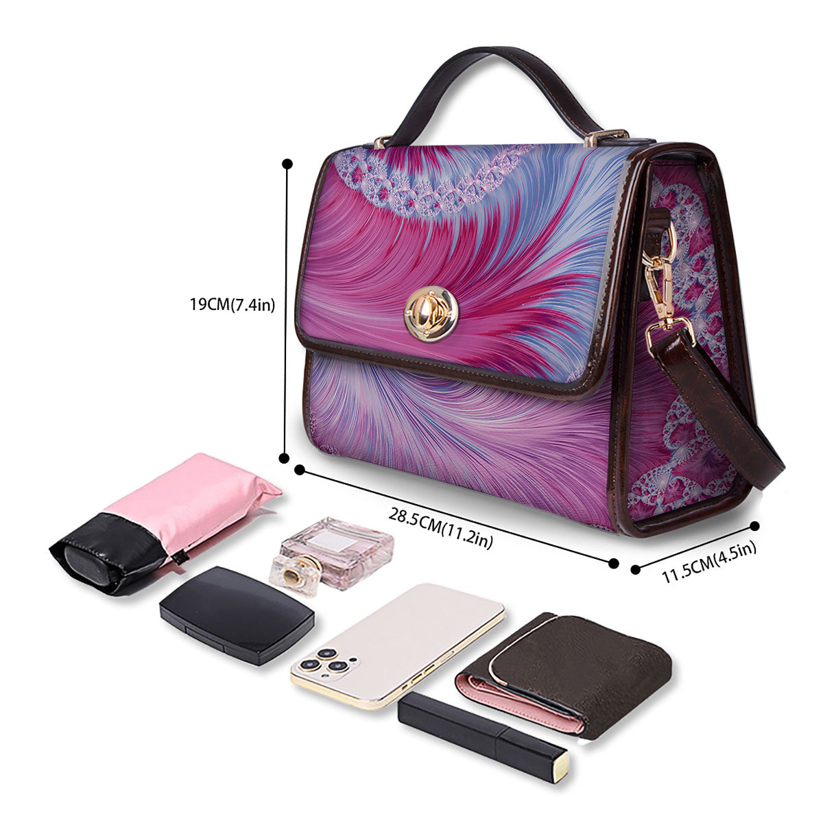 Fractal Spiral Print Women's Satchel Bag