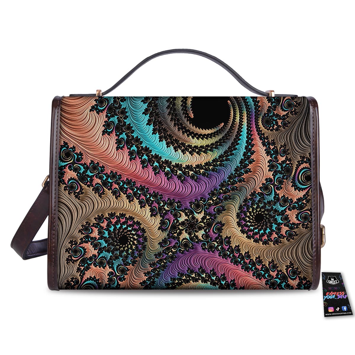 Fractal Trippy Print Women's Satchel Bag