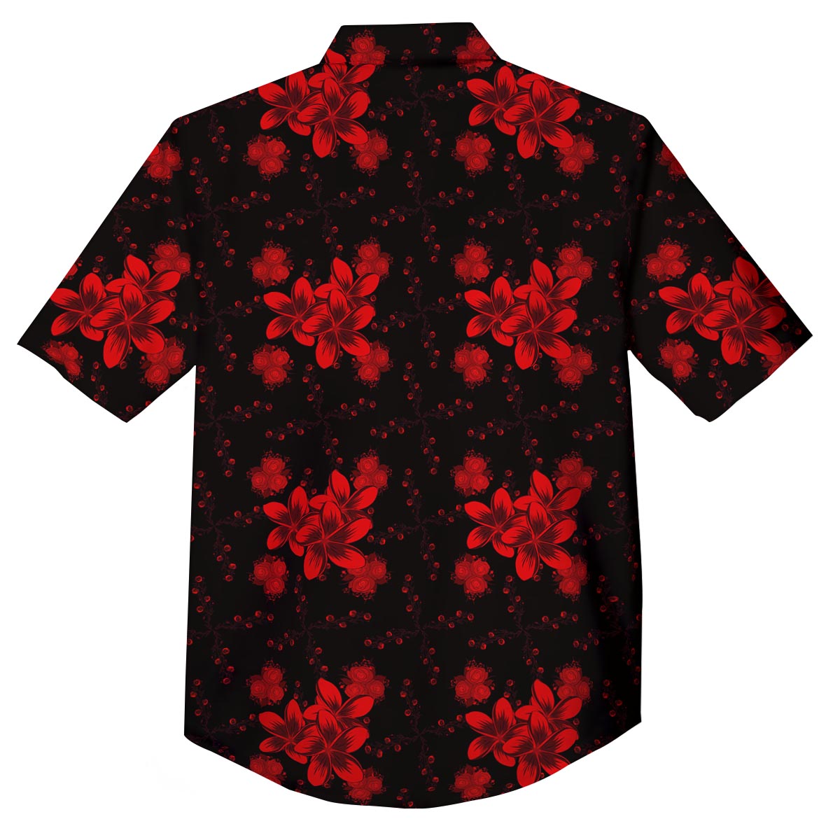 Frangipani Black And Red Print Pattern Button Up Shirt-grizzshop