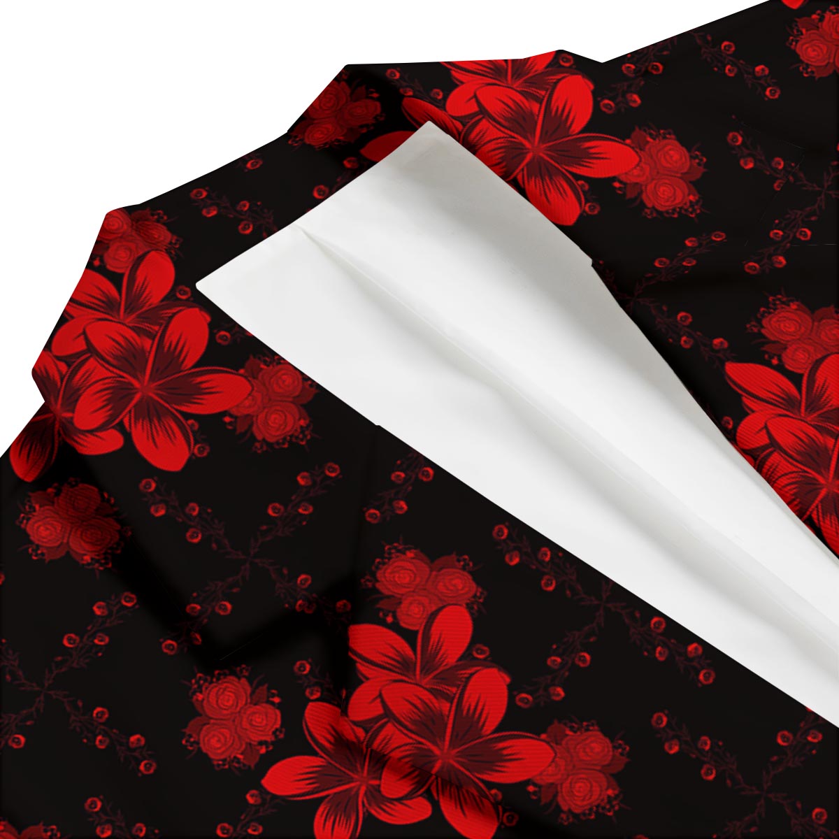 Frangipani Black And Red Print Pattern Men's Blazer-grizzshop