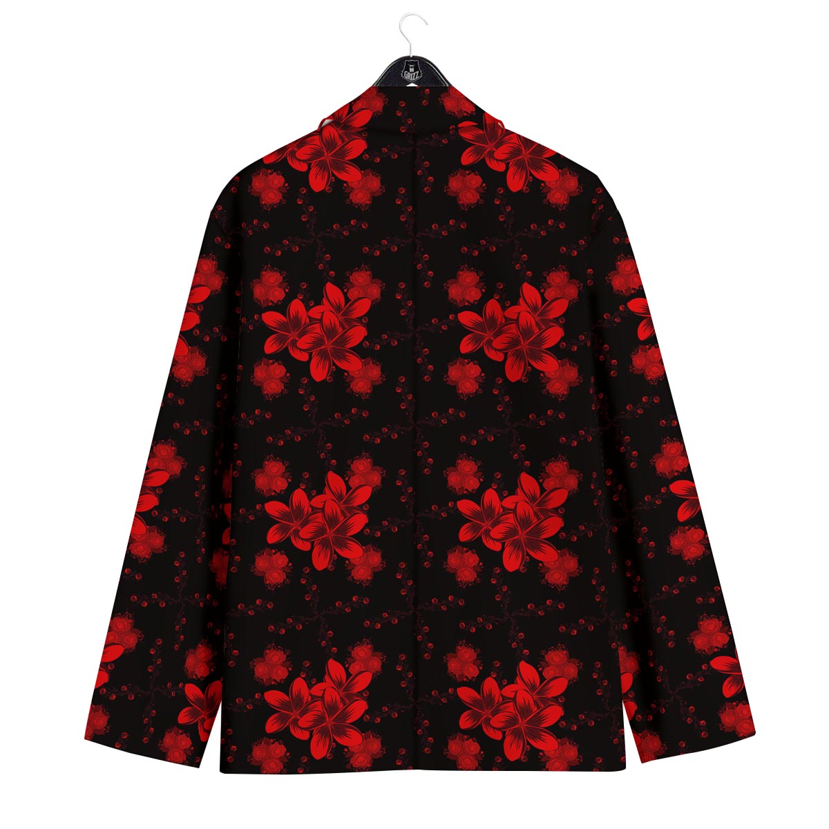 Frangipani Black And Red Print Pattern Men's Sport Coat-grizzshop