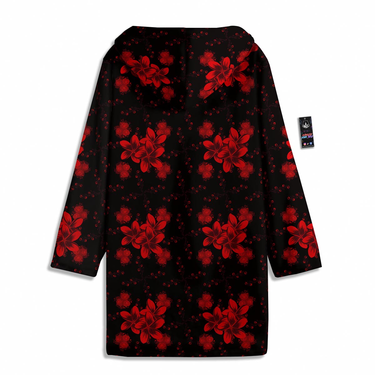 Frangipani Black And Red Print Pattern Men's Windbreaker Jacket-grizzshop