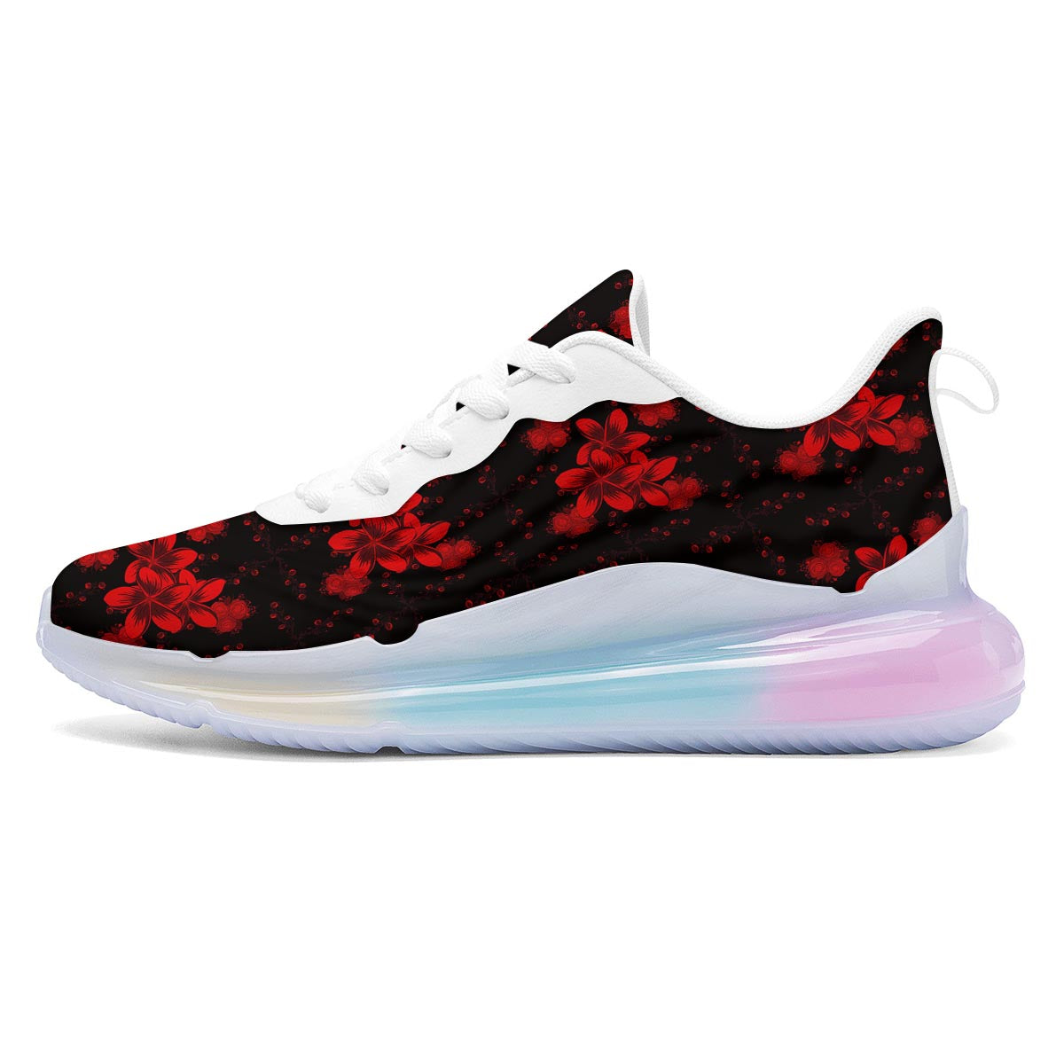 Frangipani Black And Red Print Pattern Running Sneakers-grizzshop
