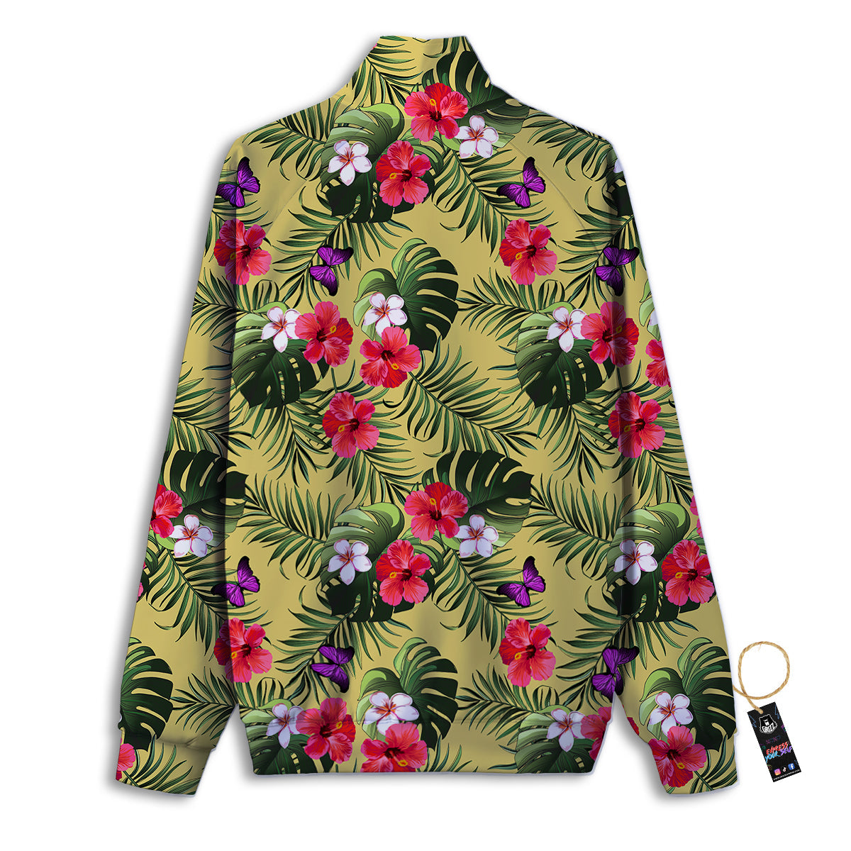 Frangipani Black And Red Print Pattern Track Jacket-grizzshop
