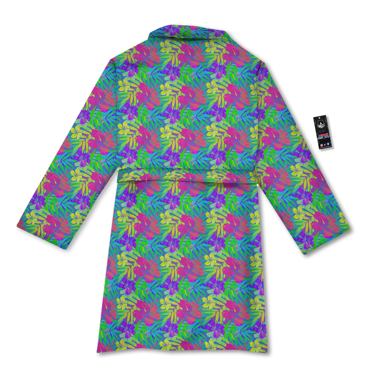 Frangipani Colorful Print Pattern Bathrobe-grizzshop