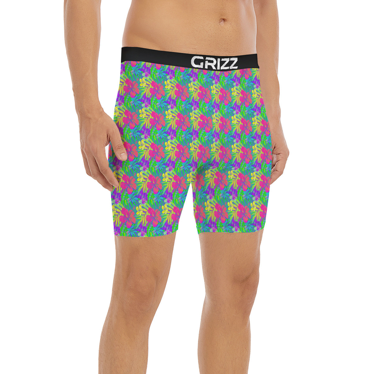 Frangipani Colorful Print Pattern Boxer Briefs-grizzshop