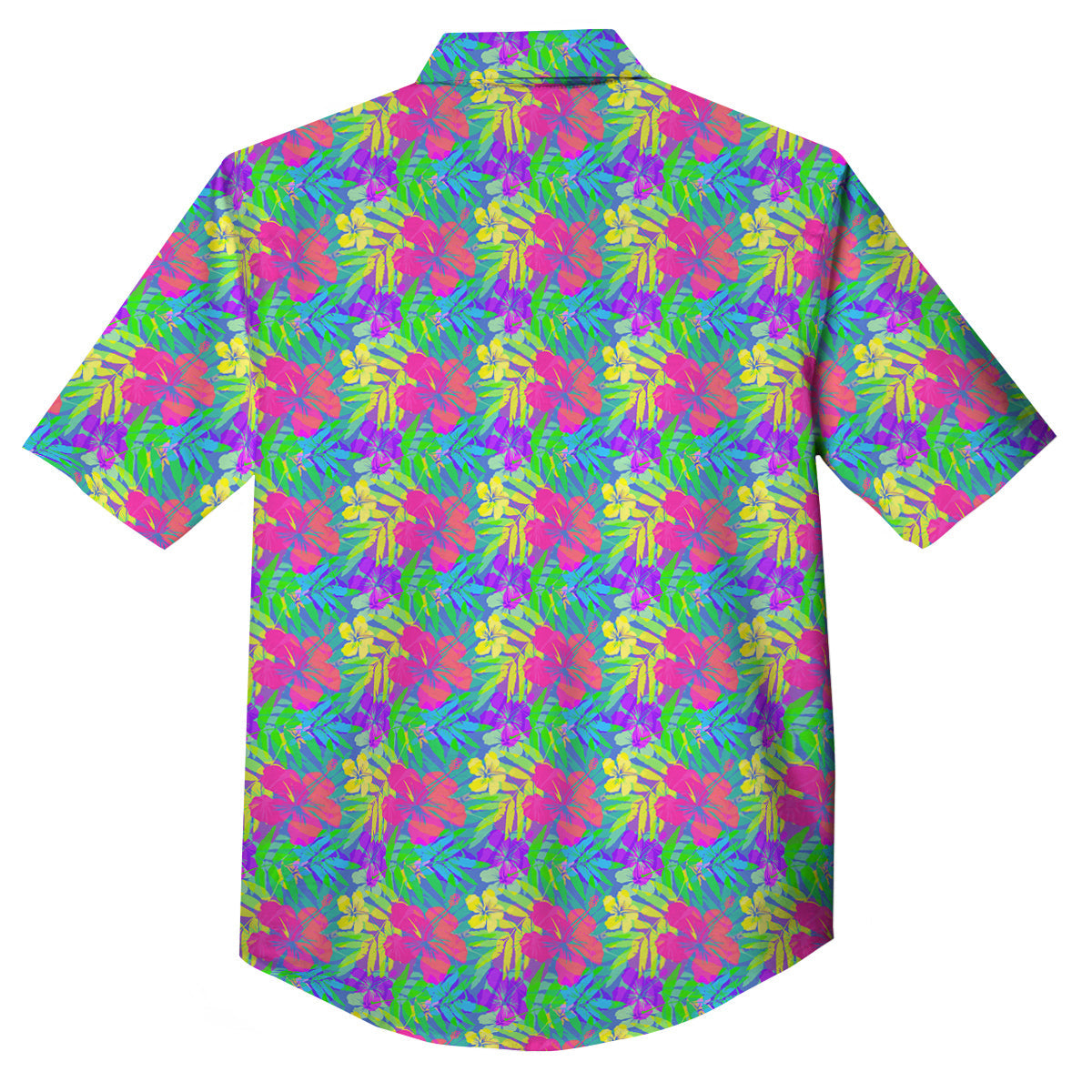 Frangipani Colorful Print Pattern Button Up Shirt-grizzshop