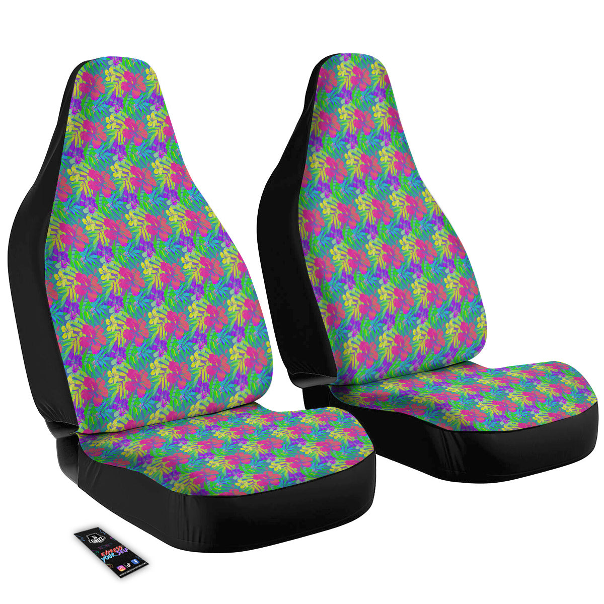 Frangipani Colorful Print Pattern Car Seat Covers-grizzshop