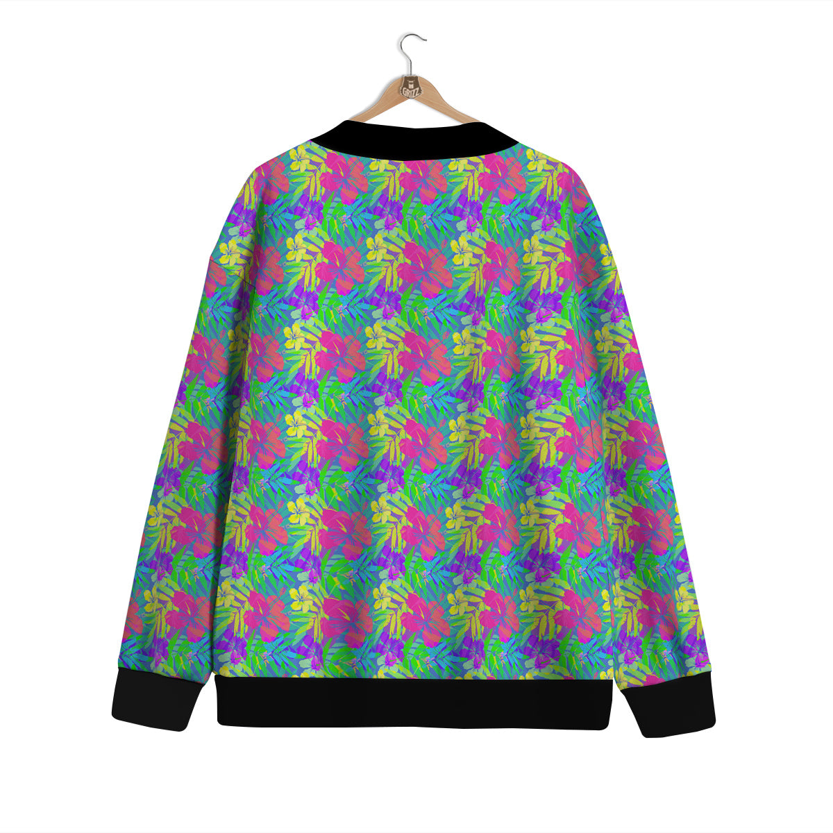 Frangipani Colorful Print Pattern Cardigan-grizzshop
