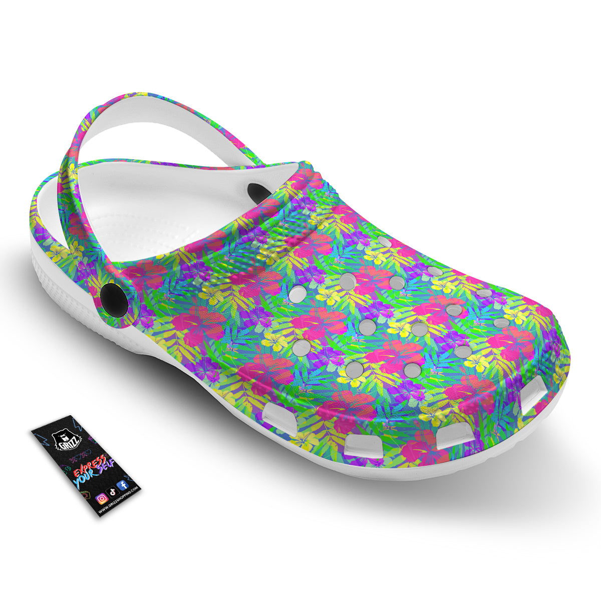 Frangipani Colorful Print Pattern Clog-grizzshop