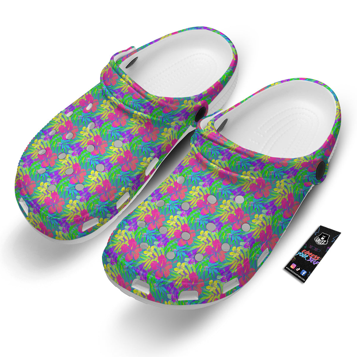 Frangipani Colorful Print Pattern Clog-grizzshop