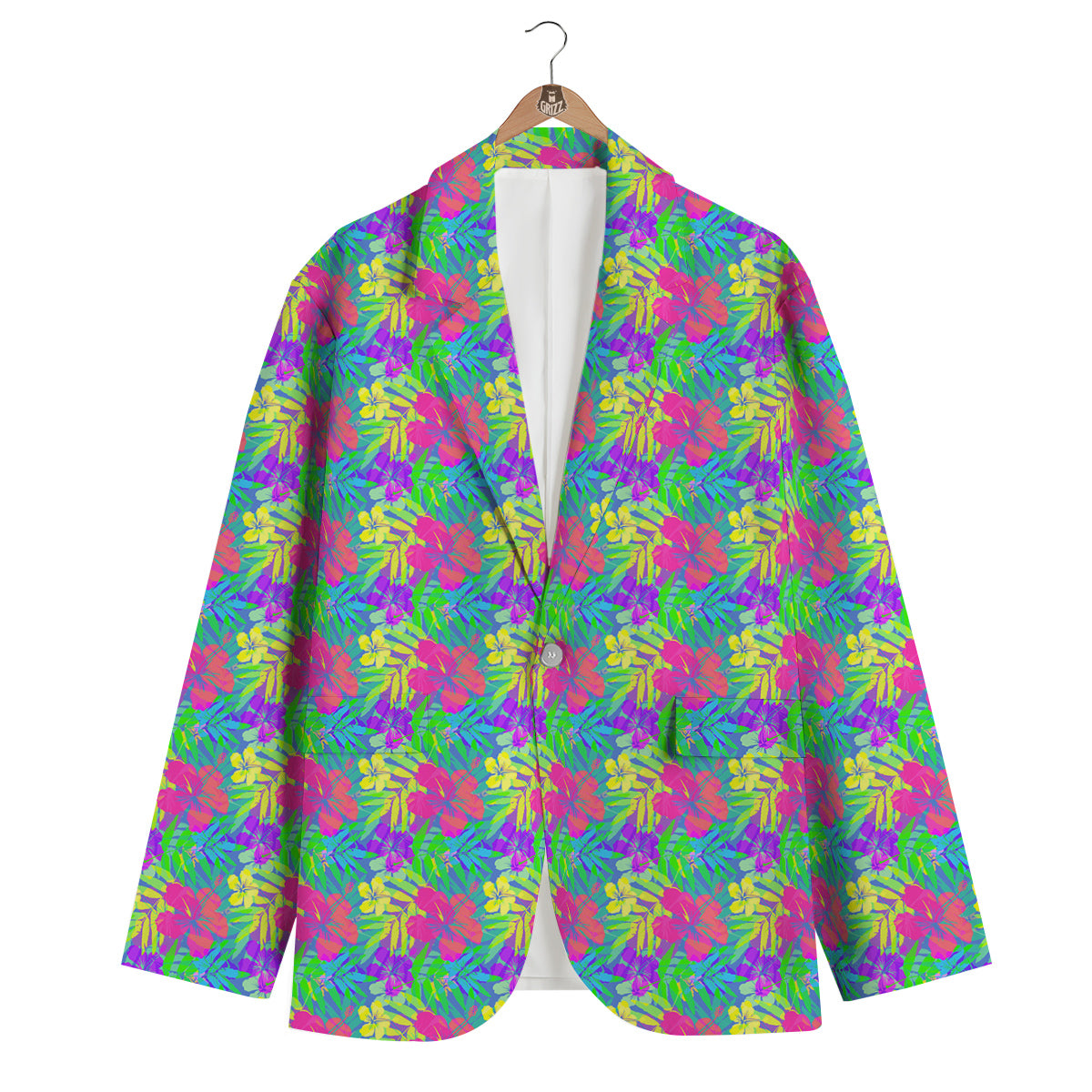Frangipani Colorful Print Pattern Men's Blazer-grizzshop
