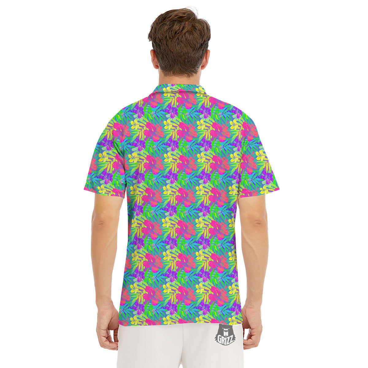 Frangipani Colorful Print Pattern Men's Golf Shirts-grizzshop