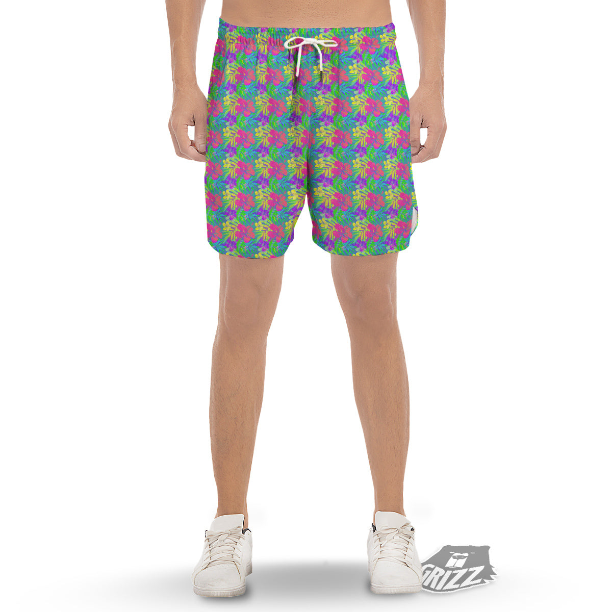 Frangipani Colorful Print Pattern Men's Gym Shorts-grizzshop