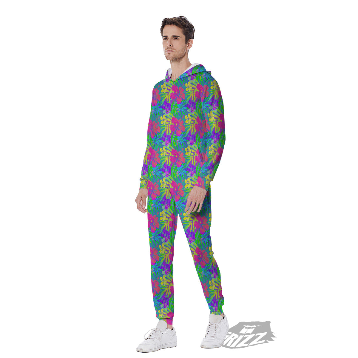 Frangipani Colorful Print Pattern Men's Jumpsuit-grizzshop