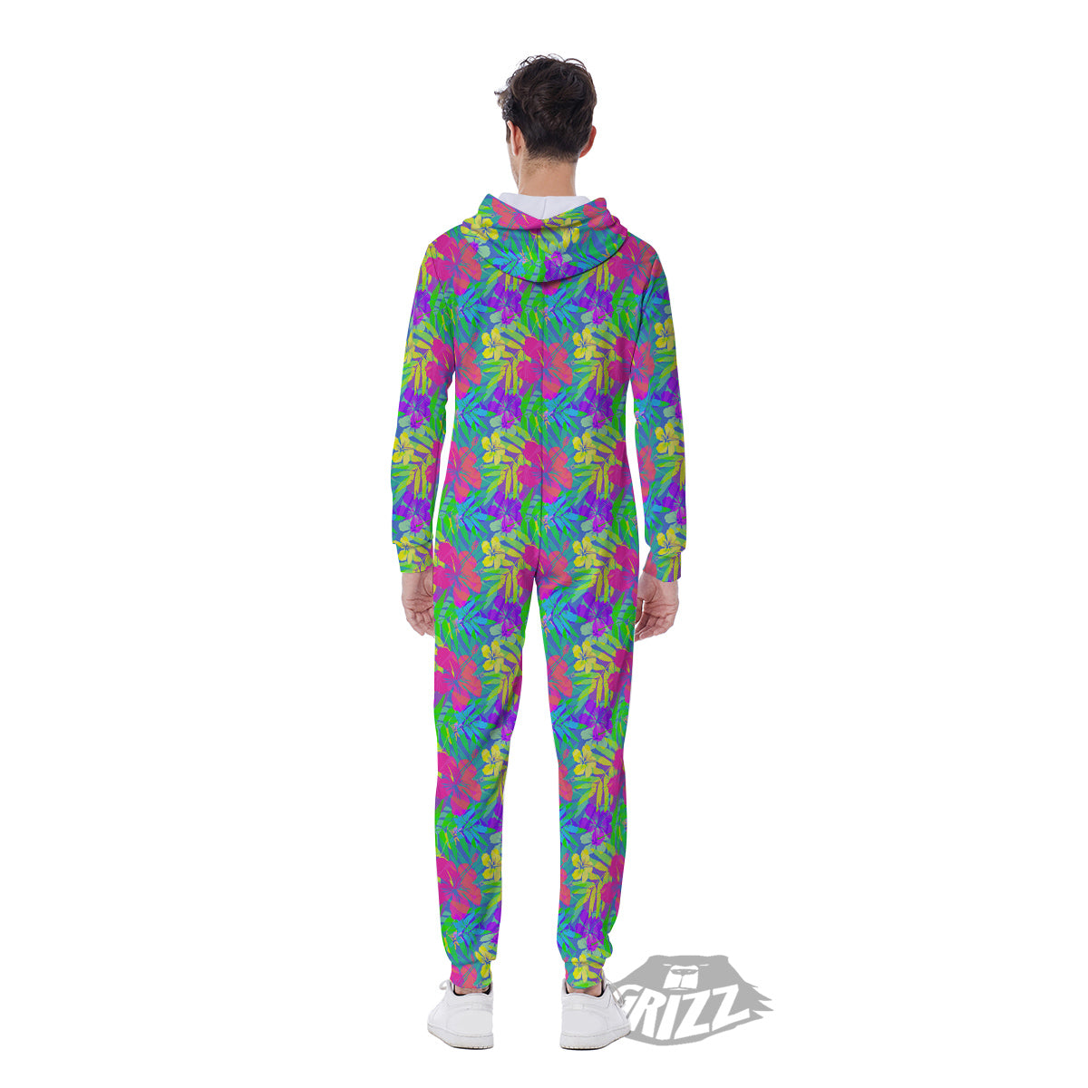 Frangipani Colorful Print Pattern Men's Jumpsuit-grizzshop
