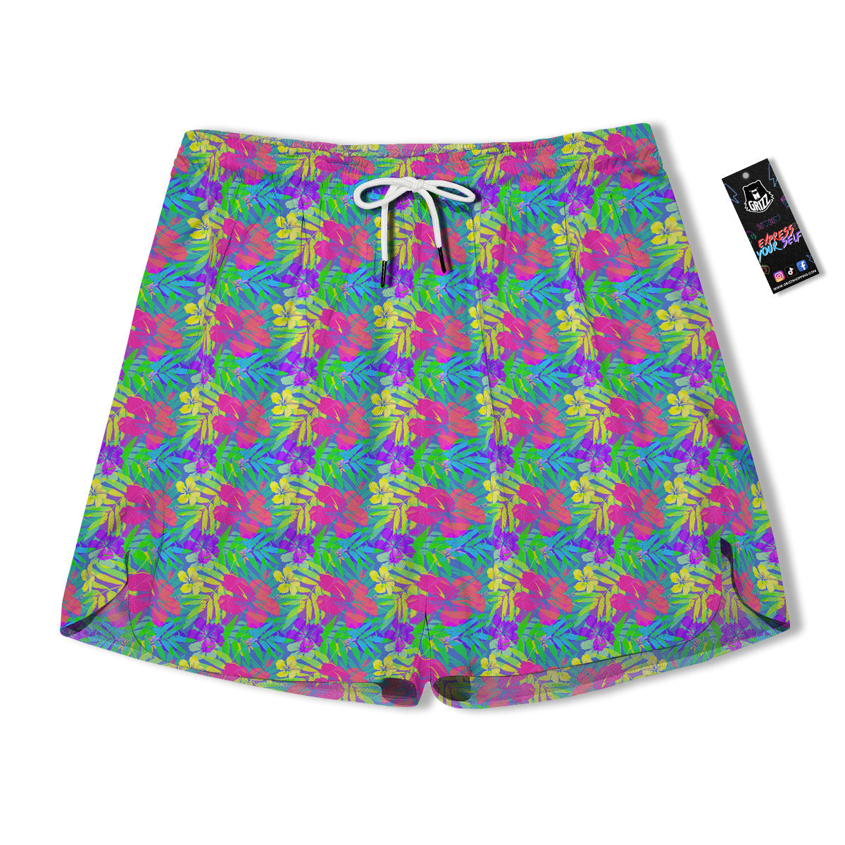 Frangipani Colorful Print Pattern Men's Running Shorts-grizzshop