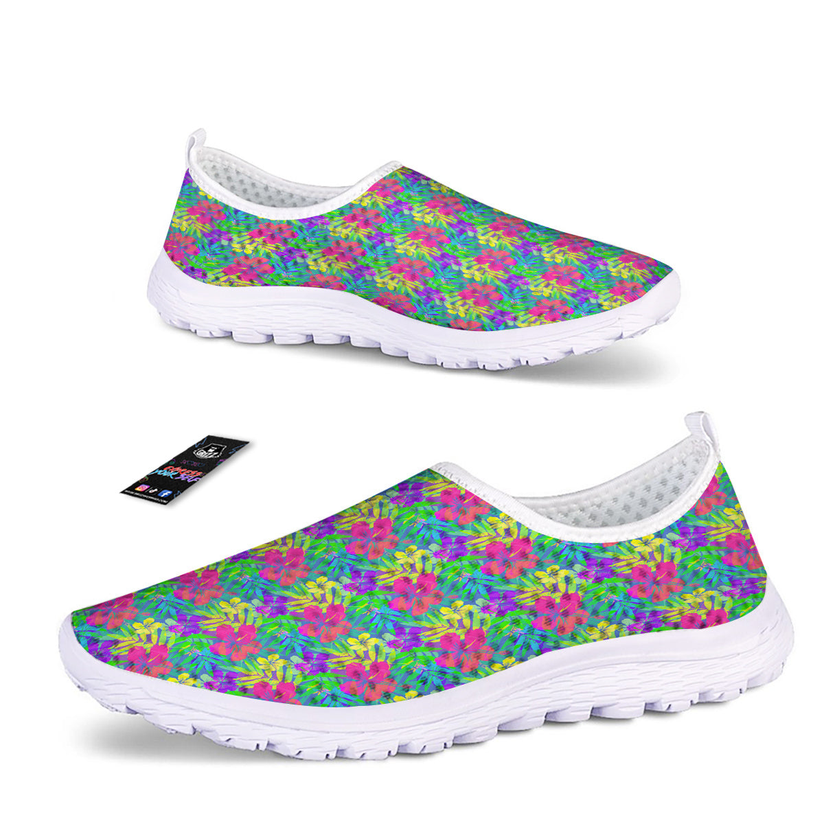 Frangipani Colorful Print Pattern Nurse Shoes-grizzshop