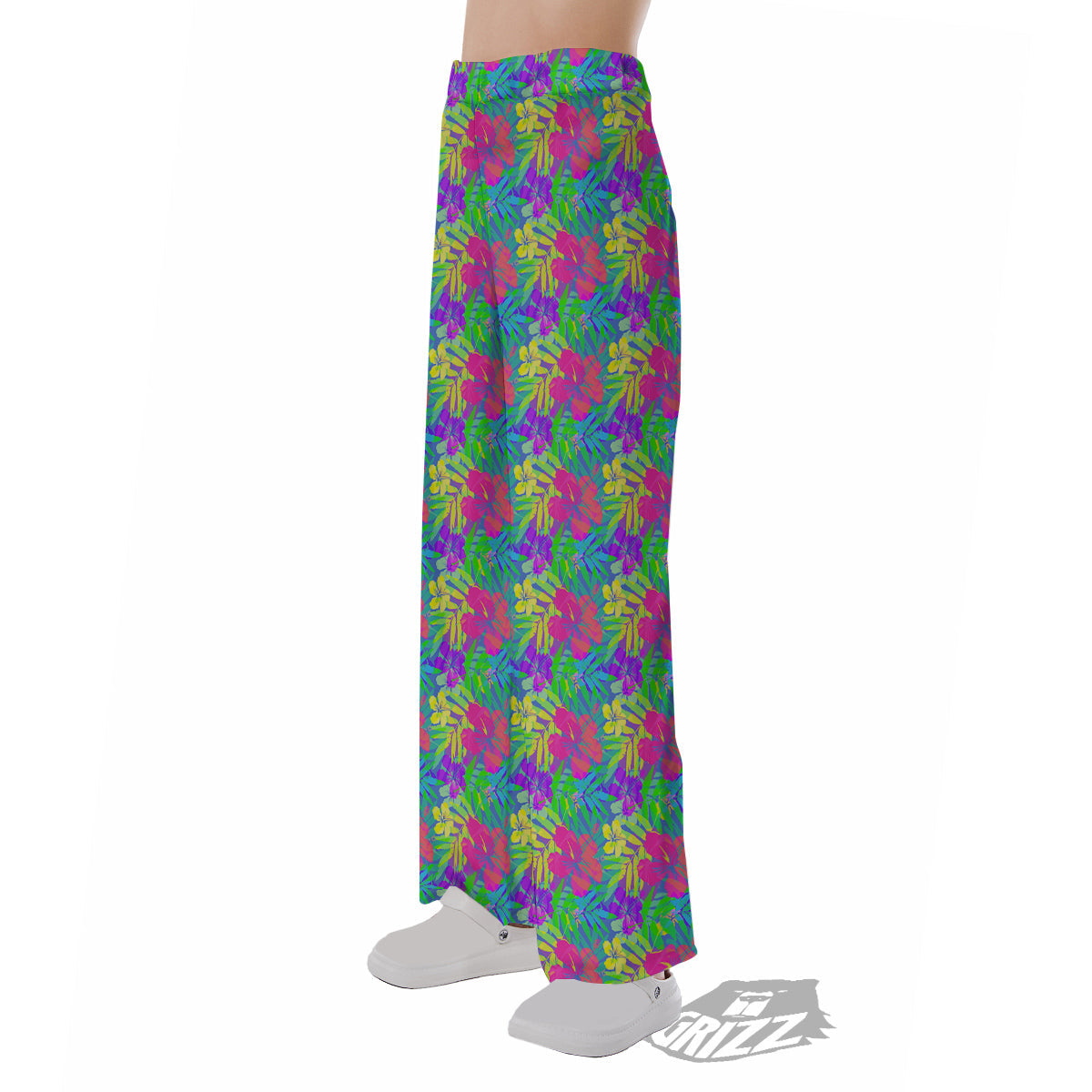 Frangipani Colorful Print Pattern Pajama Pants-grizzshop