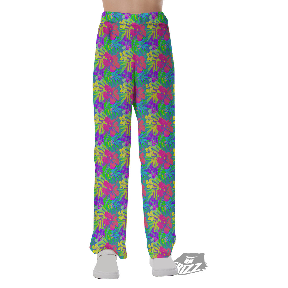 Frangipani Colorful Print Pattern Pajama Pants-grizzshop