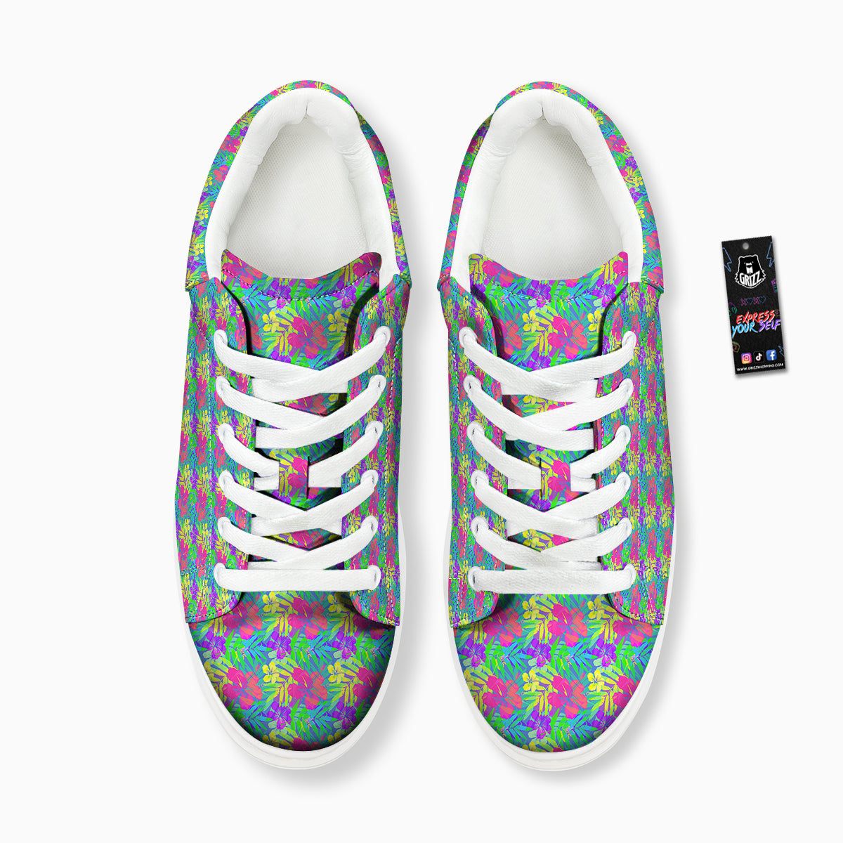 Frangipani Colorful Print Pattern Platform Shoes-grizzshop