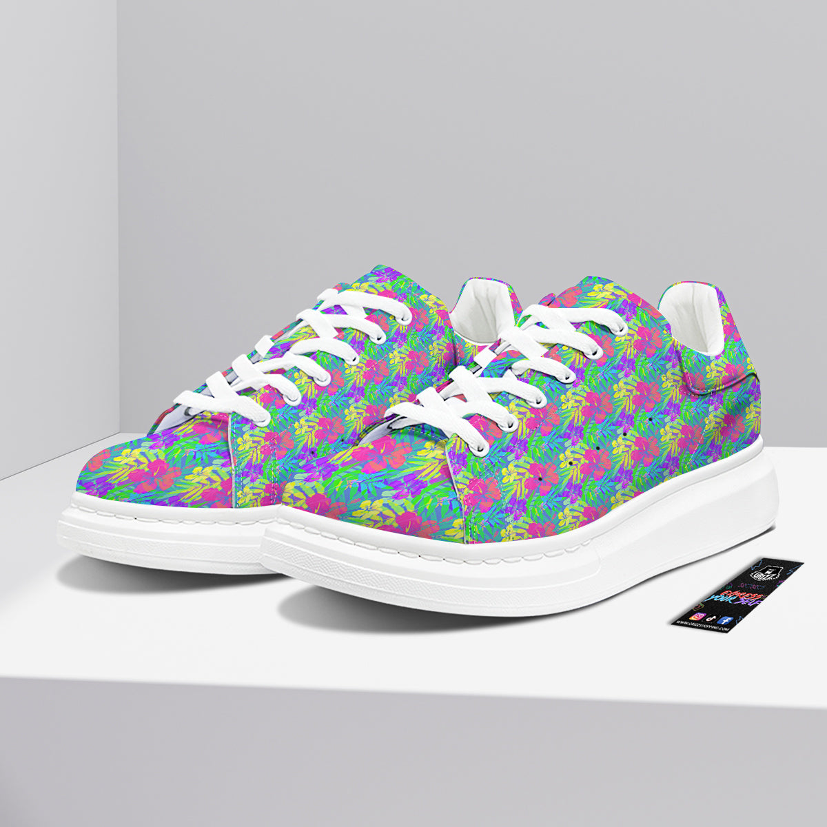 Frangipani Colorful Print Pattern Platform Shoes-grizzshop