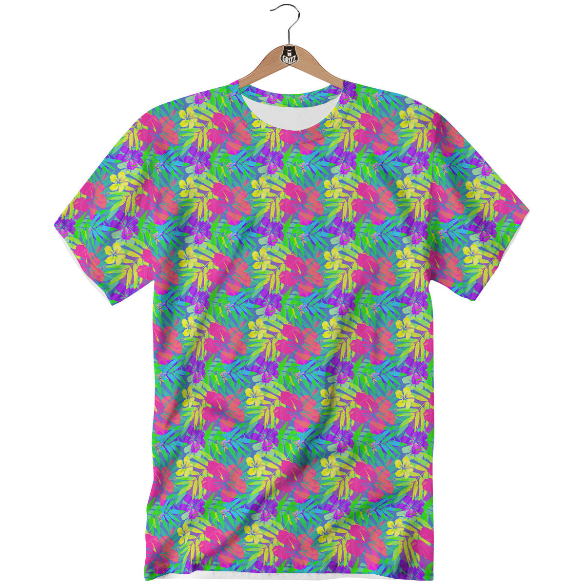 Frangipani Colorful Print Pattern T-Shirt-grizzshop