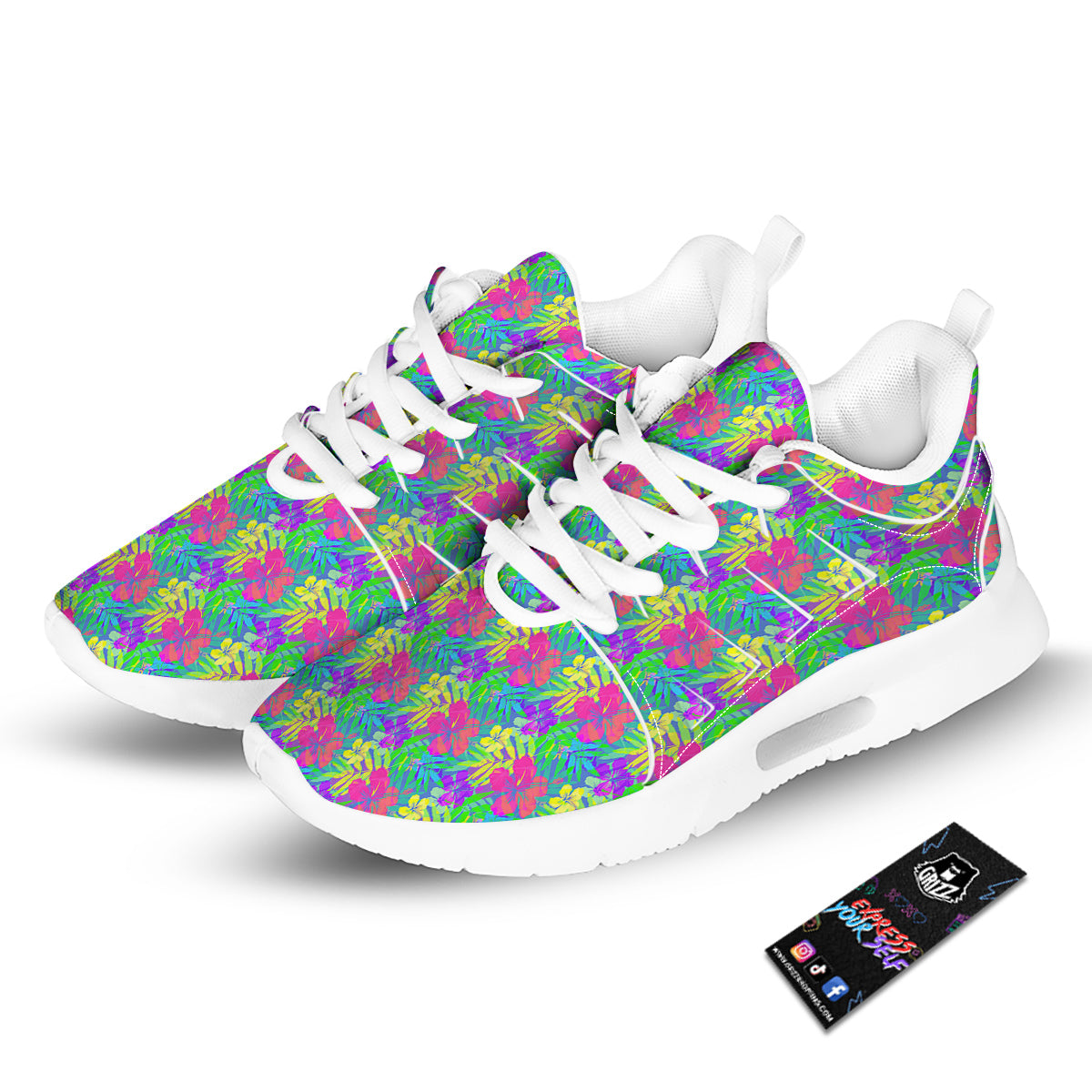 Frangipani Colorful Print Pattern Tennis Shoes-grizzshop