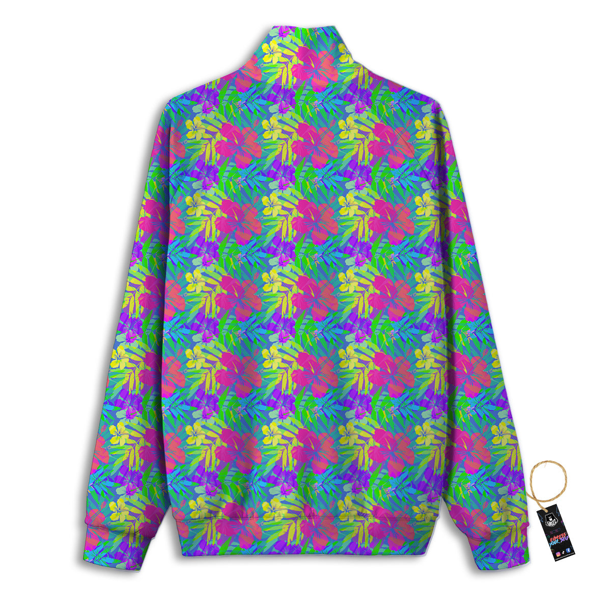 Frangipani Colorful Print Pattern Track Jacket-grizzshop