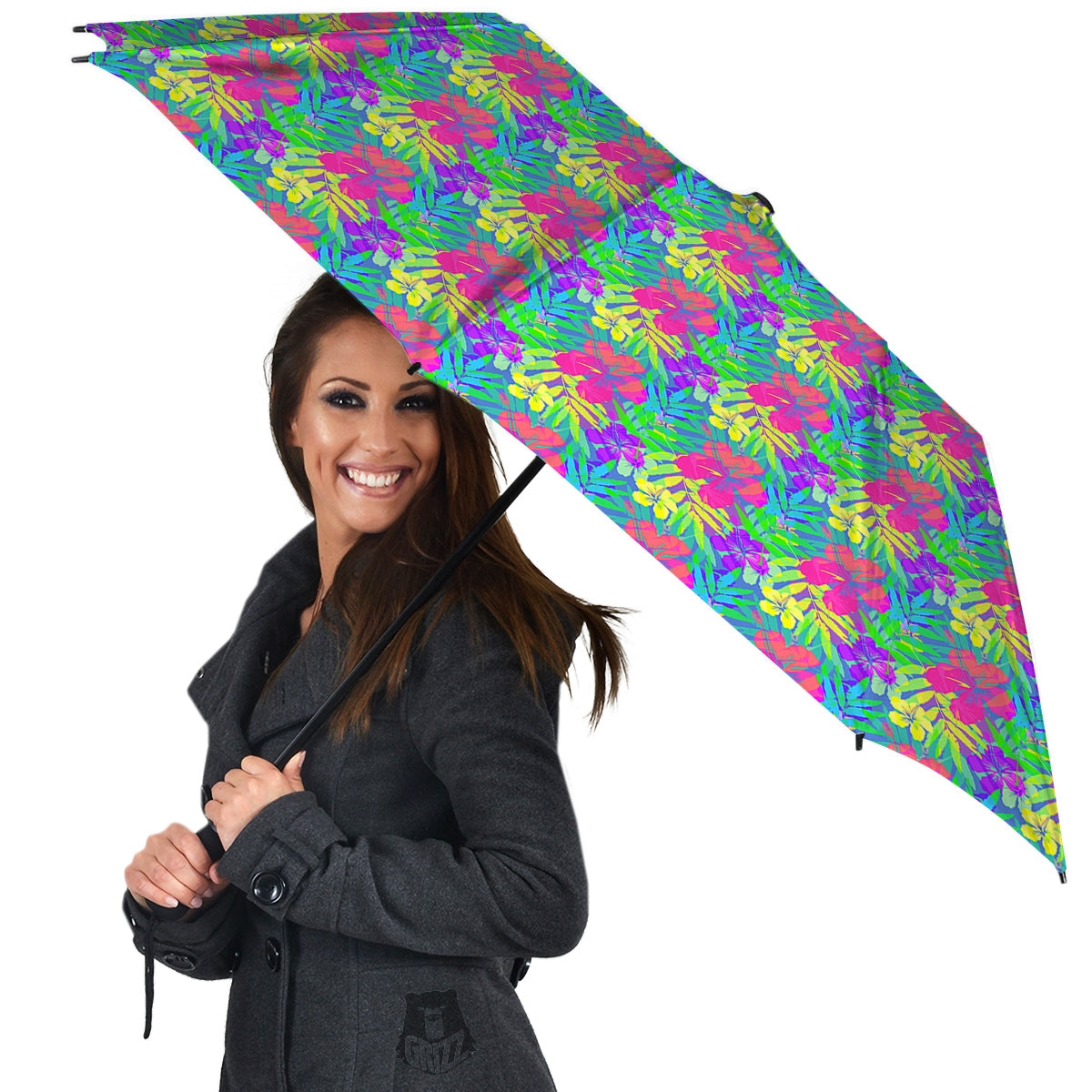 Frangipani Colorful Print Pattern Umbrella-grizzshop
