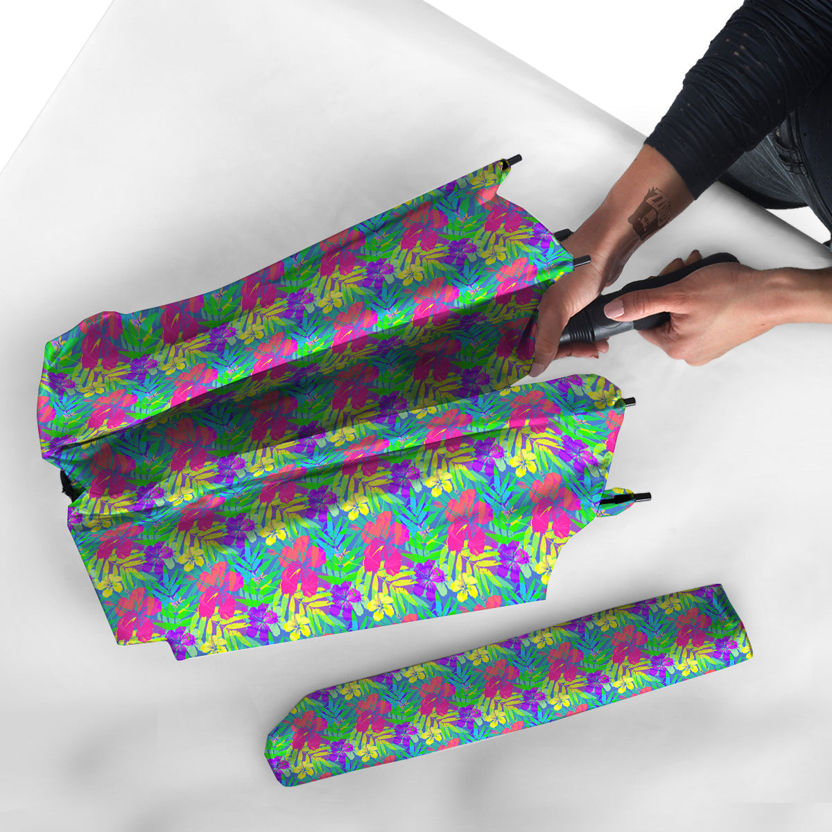 Frangipani Colorful Print Pattern Umbrella-grizzshop