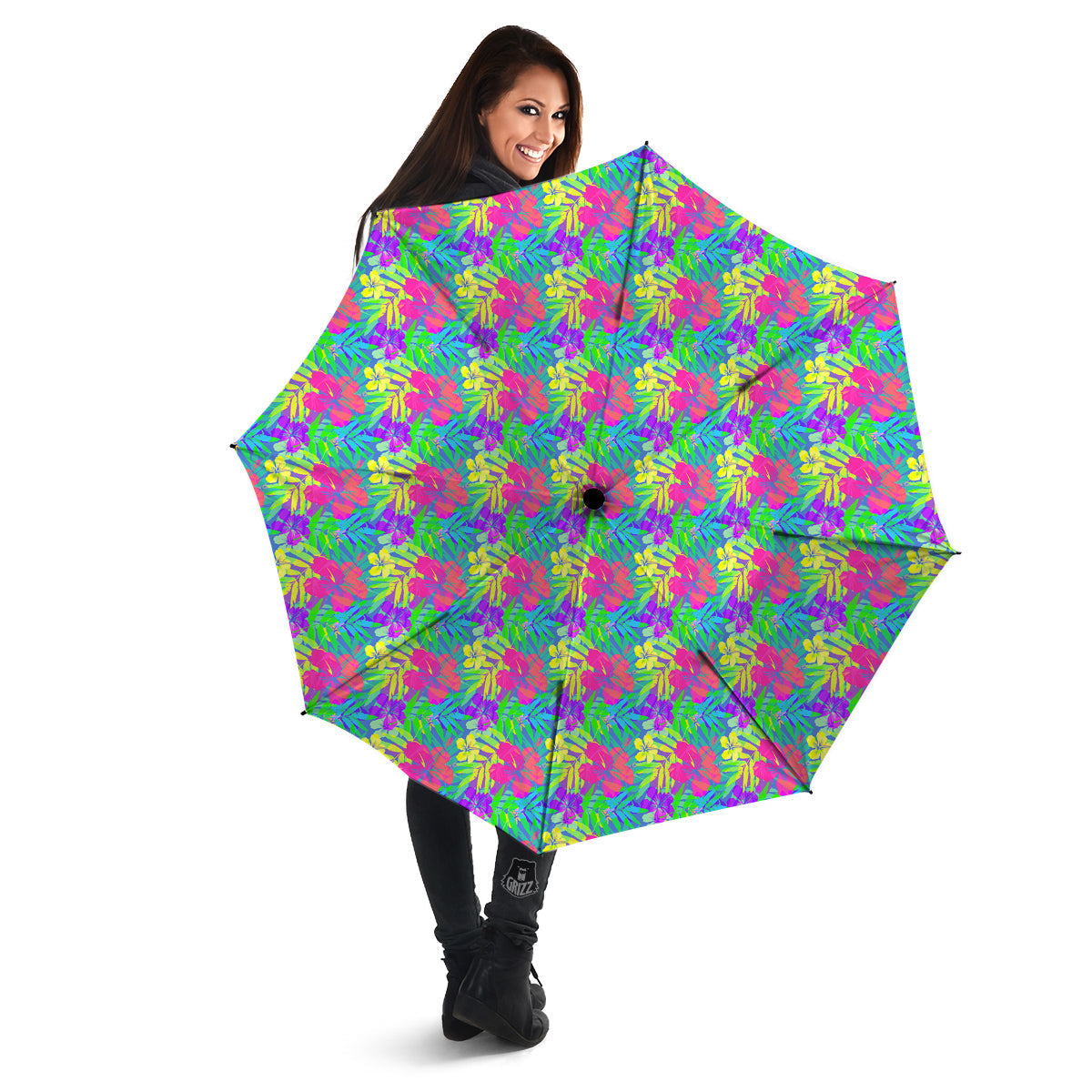 Frangipani Colorful Print Pattern Umbrella-grizzshop