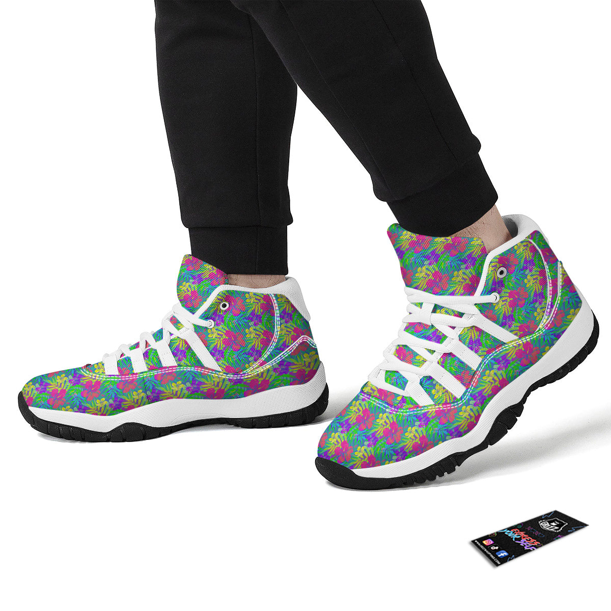 Frangipani Colorful Print Pattern White Bball Shoes-grizzshop