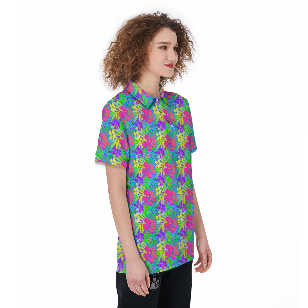 Frangipani Colorful Print Pattern Women's Golf Shirts-grizzshop