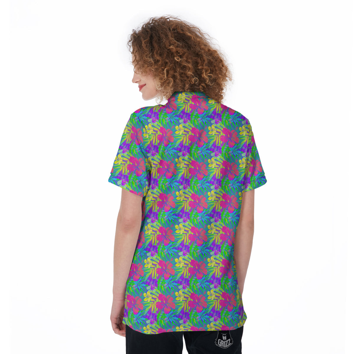 Frangipani Colorful Print Pattern Women's Golf Shirts-grizzshop