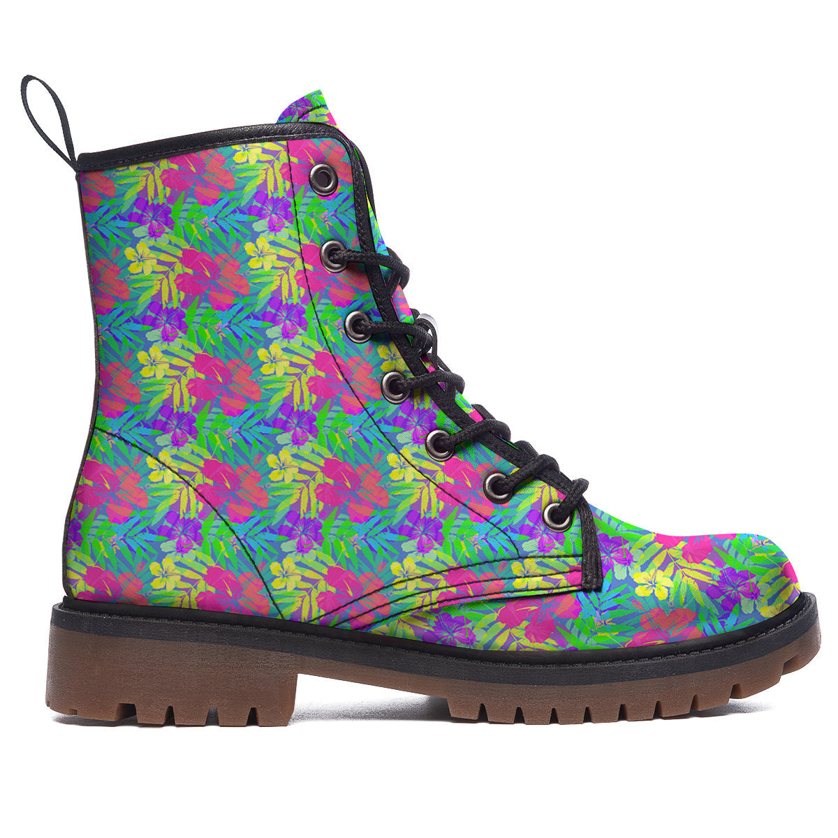 Frangipani Colorful Print Pattern Work Boots-grizzshop