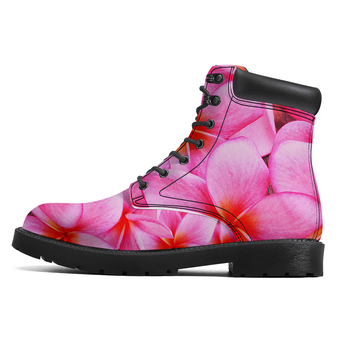 Frangipani Flower Pink Print Boots-grizzshop