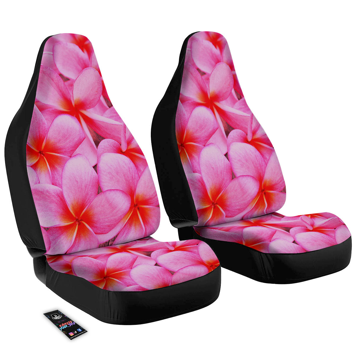 Frangipani Flower Pink Print Car Seat Covers-grizzshop