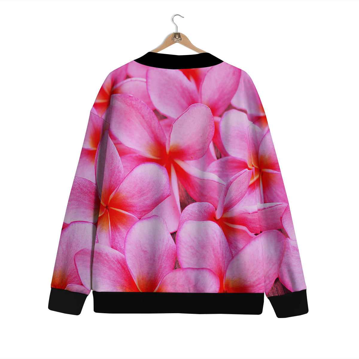 Frangipani Flower Pink Print Cardigan-grizzshop