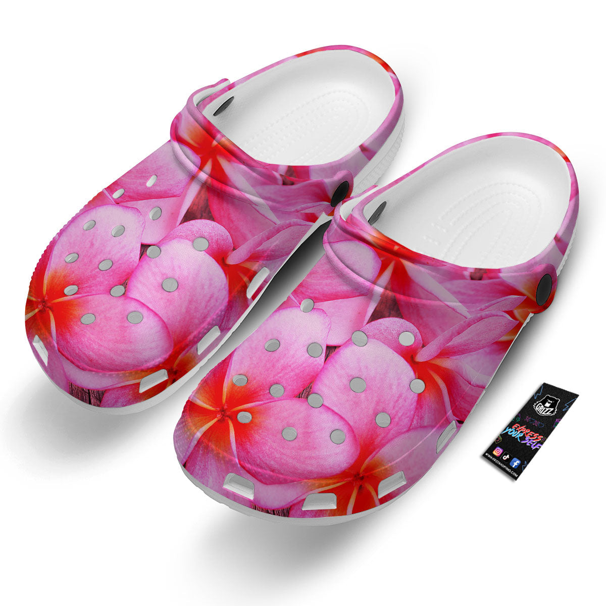 Frangipani Flower Pink Print Clog-grizzshop