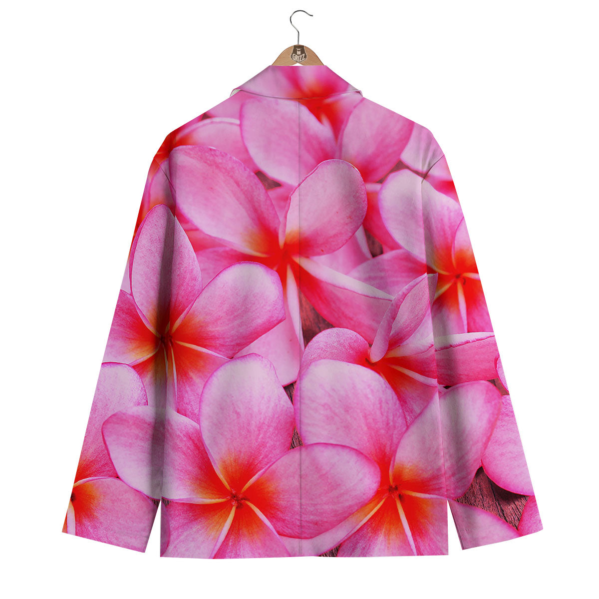 Frangipani Flower Pink Print Men's Blazer-grizzshop