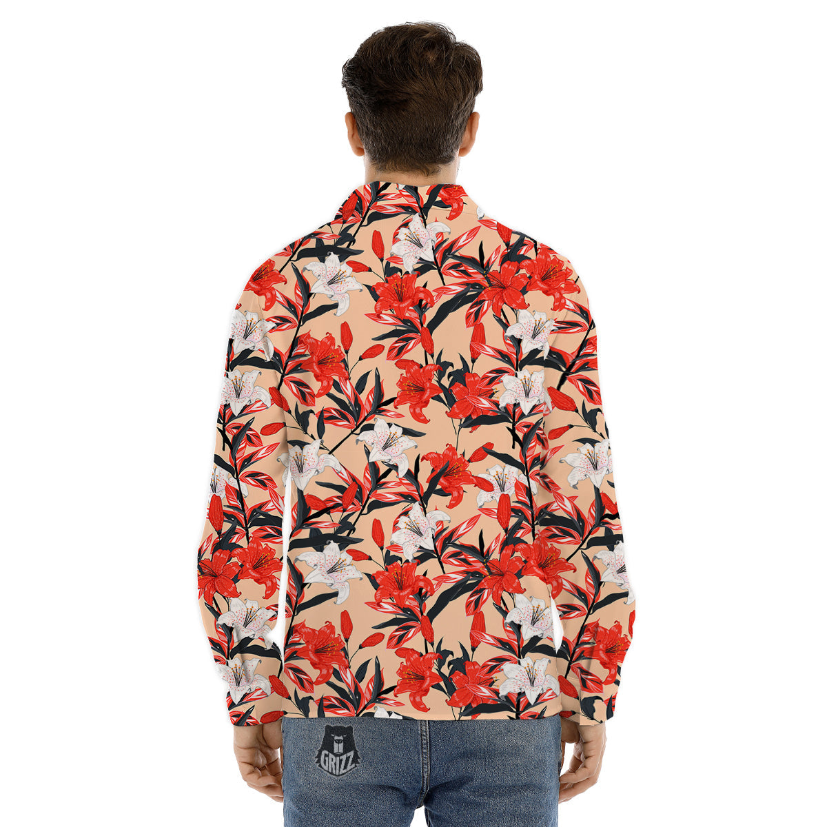 Frangipani Flower Pink Print Men's Dress Shirts-grizzshop