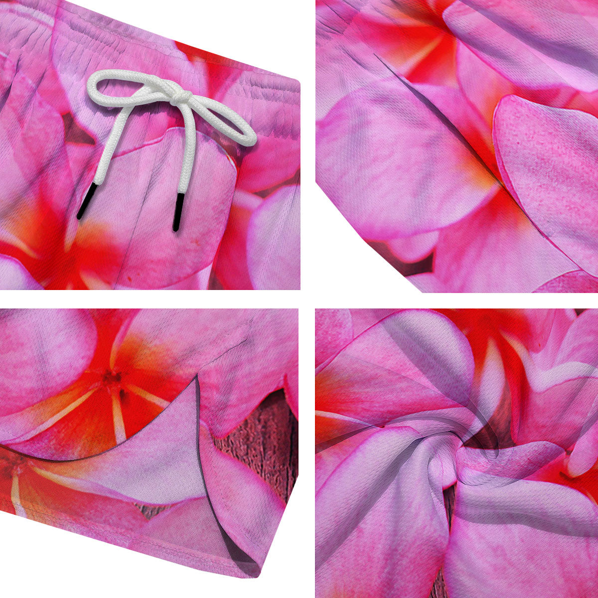 Frangipani Flower Pink Print Men's Running Shorts-grizzshop