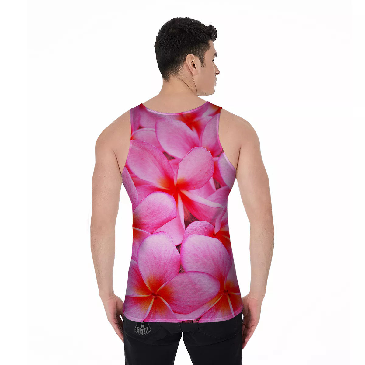 Frangipani Flower Pink Print Men's Tank Top-grizzshop