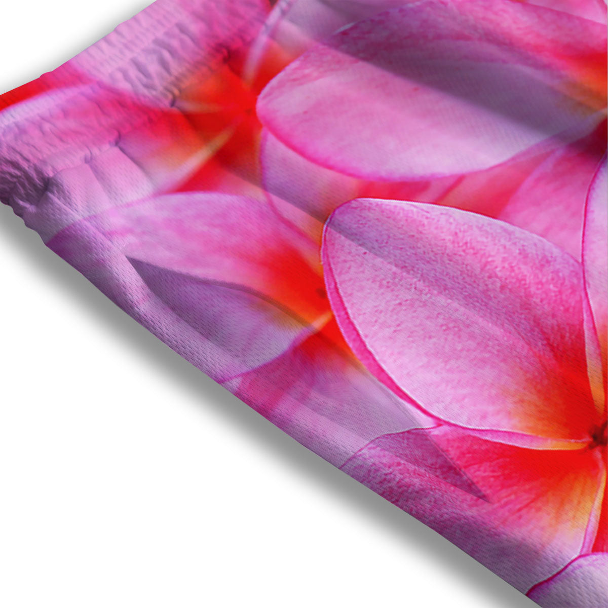 Frangipani Flower Pink Print Mesh Shorts