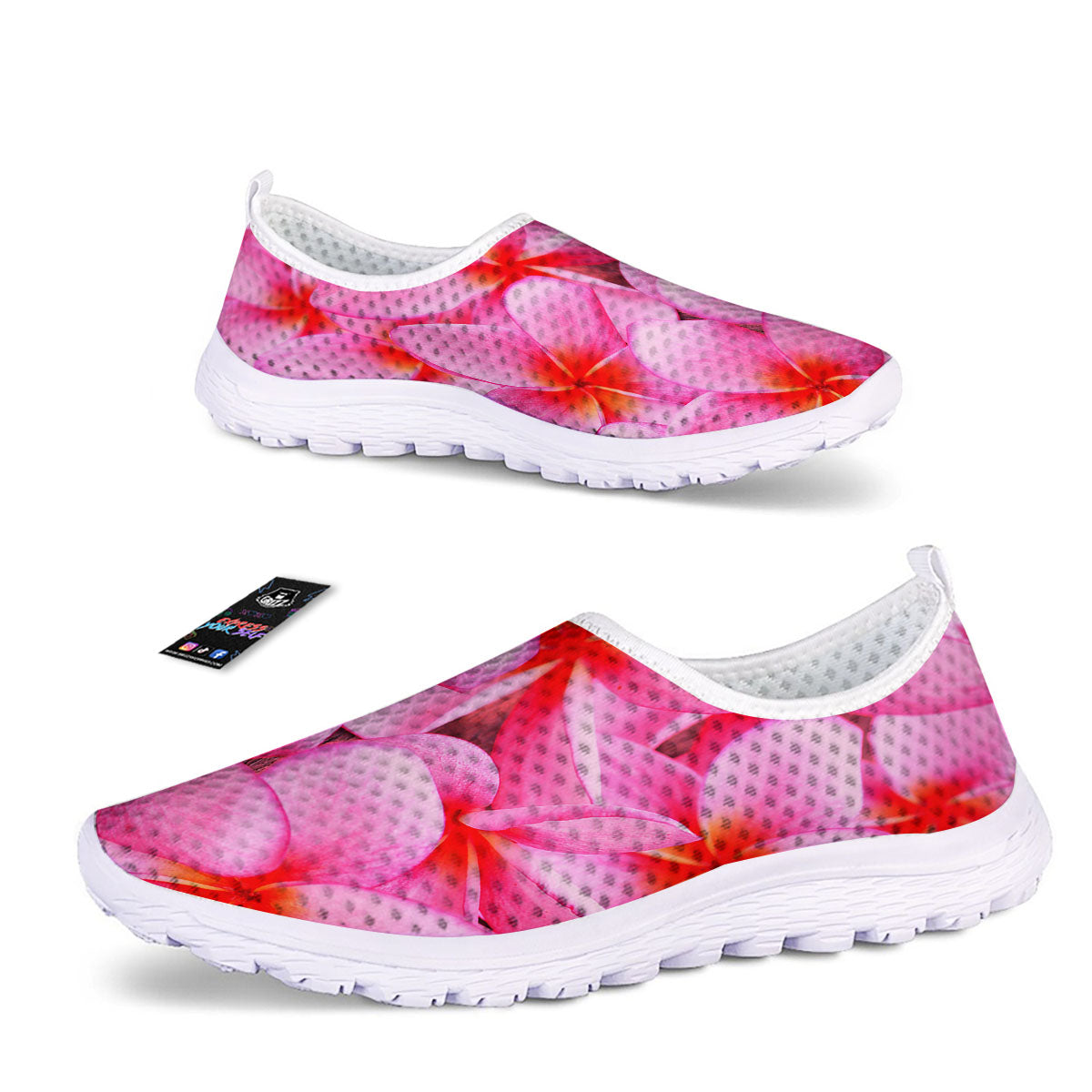 Frangipani Flower Pink Print Nurse Shoes-grizzshop